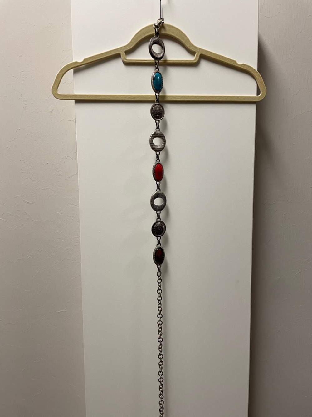 Women's Multicolor Stone Pendant Belt - Silver Tone